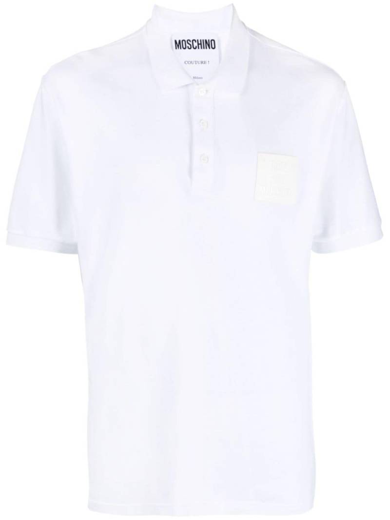 Moschino logo-patch cotton polo shirt - White von Moschino