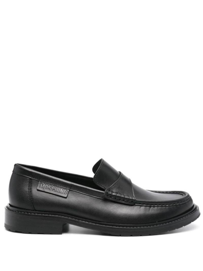 Moschino logo-patch leather loafers - Black von Moschino