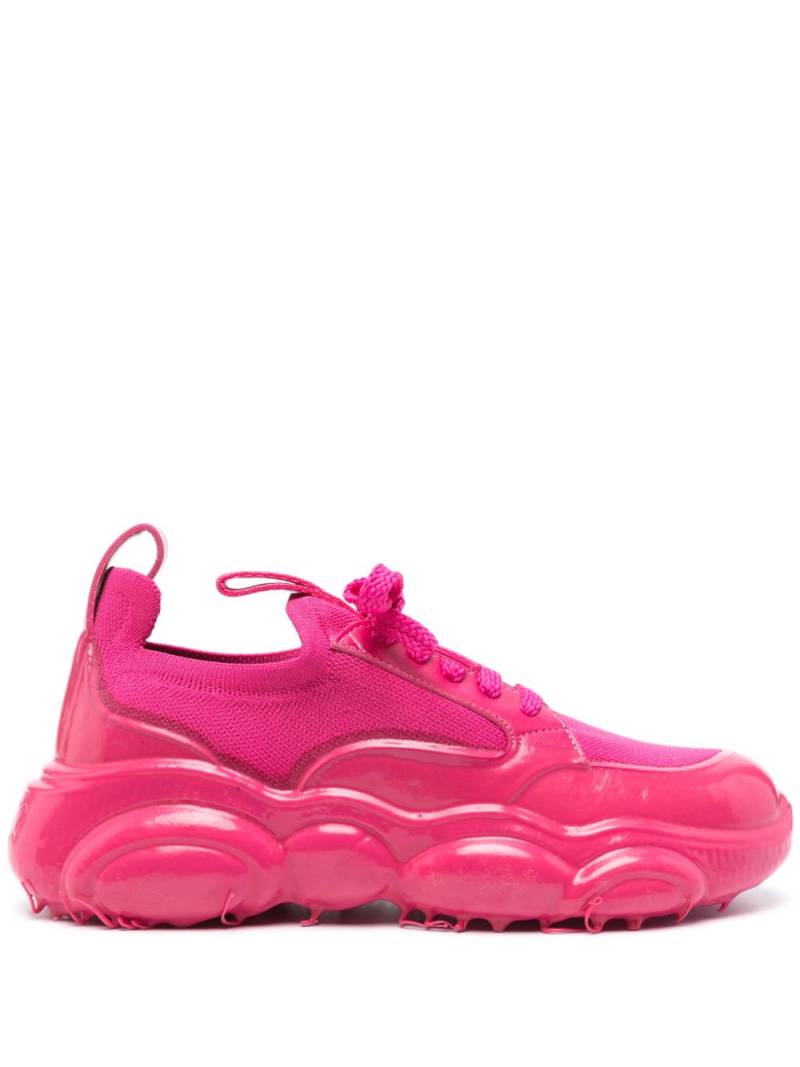 Moschino logo-patch leather sneakers - Pink von Moschino