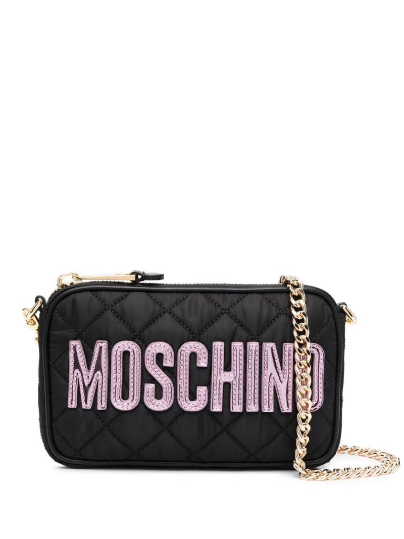 Moschino logo-patch quilted shoulder bag - Black von Moschino