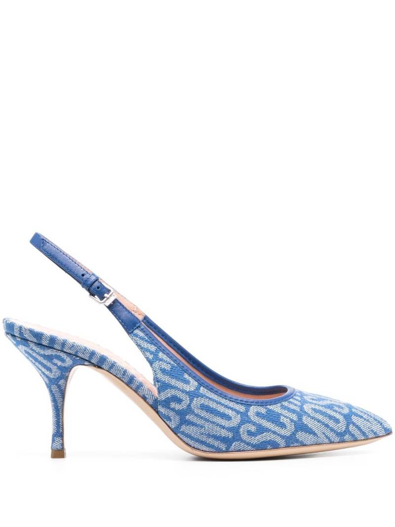 Moschino logo-pattern slingback pumps - Blue von Moschino