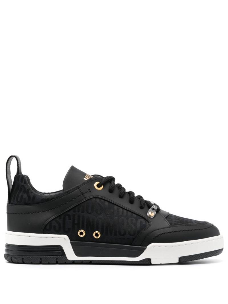 Moschino logo-patterned jacquard leather sneakers - Black von Moschino