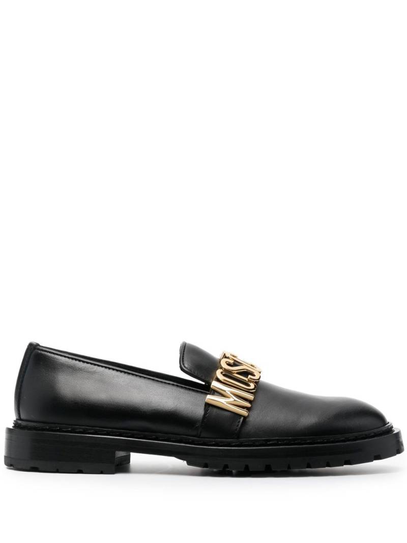 Moschino logo-plaque 30mm leather loafers - Black von Moschino