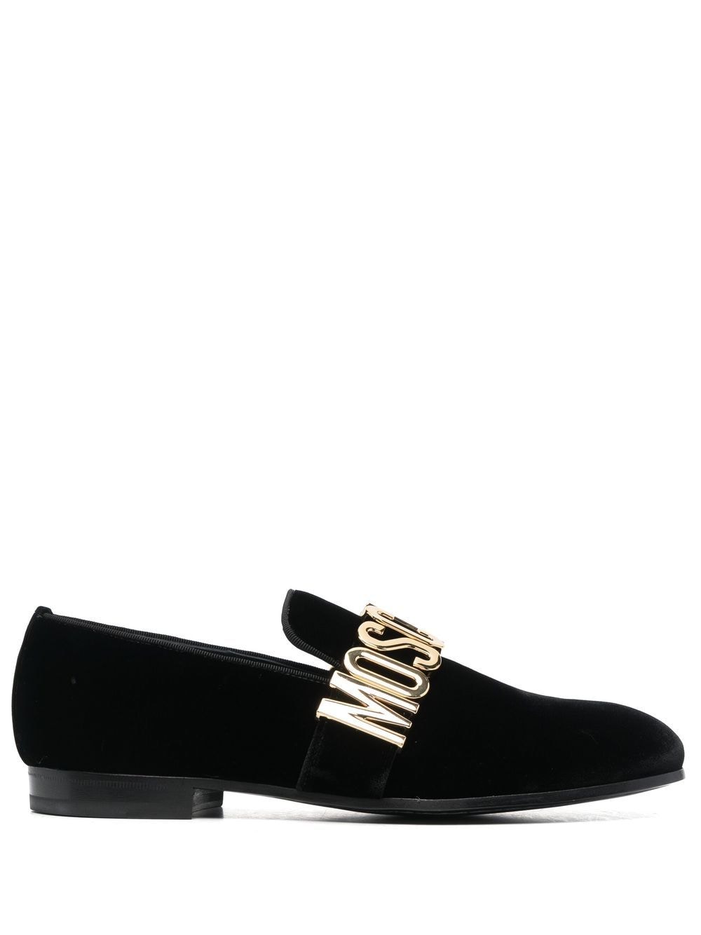 Moschino logo-plaque detail loafers - Black von Moschino