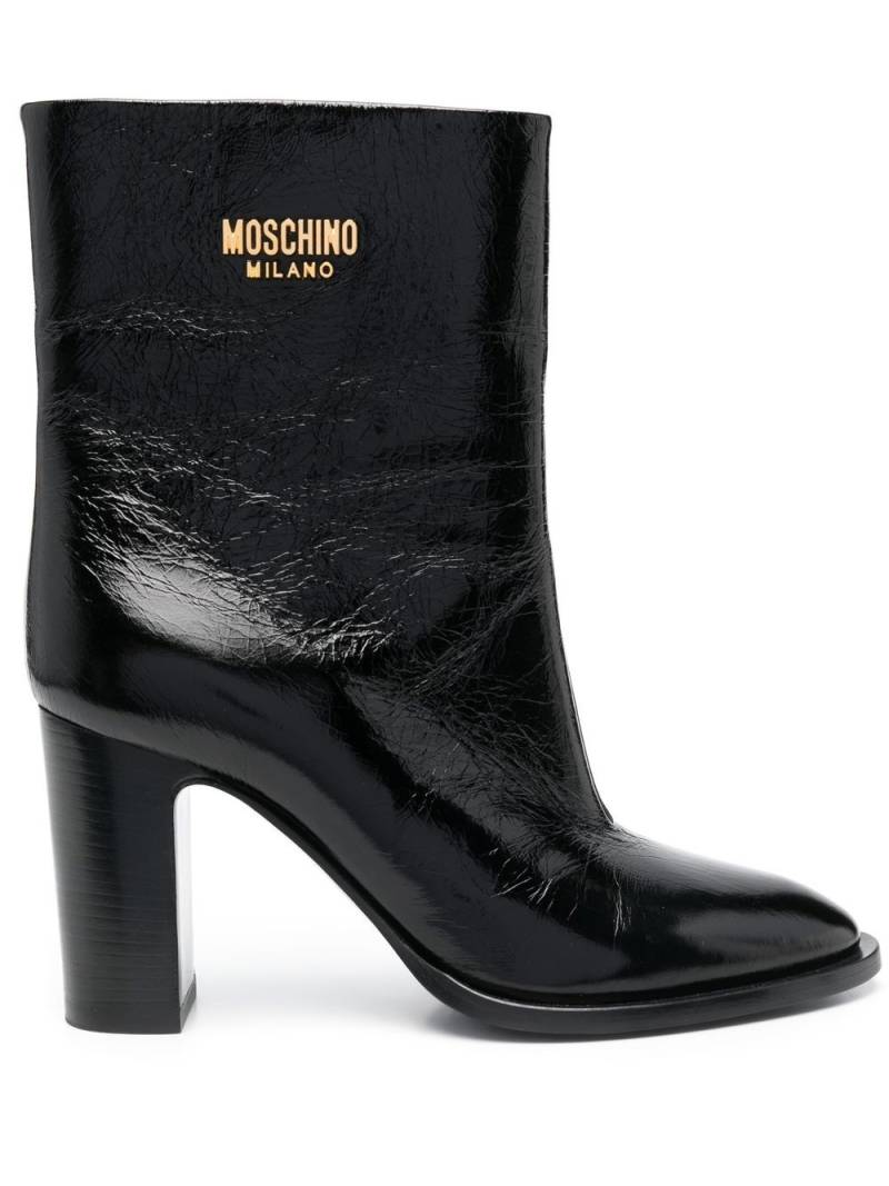 Moschino logo-plaque leather ankle boots - Black von Moschino