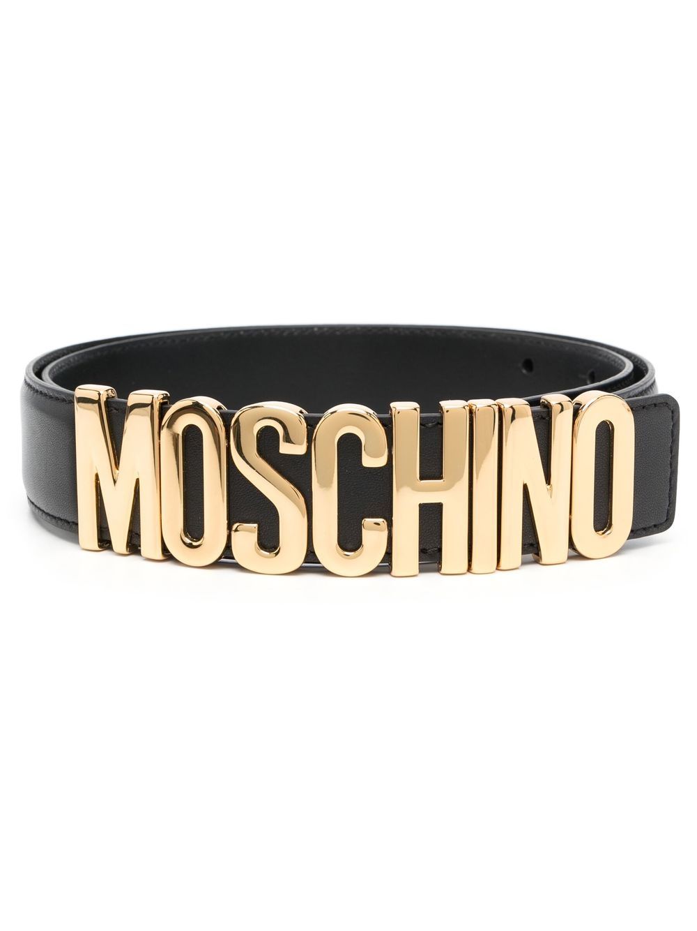 Moschino logo-plaque leather belt - Black von Moschino