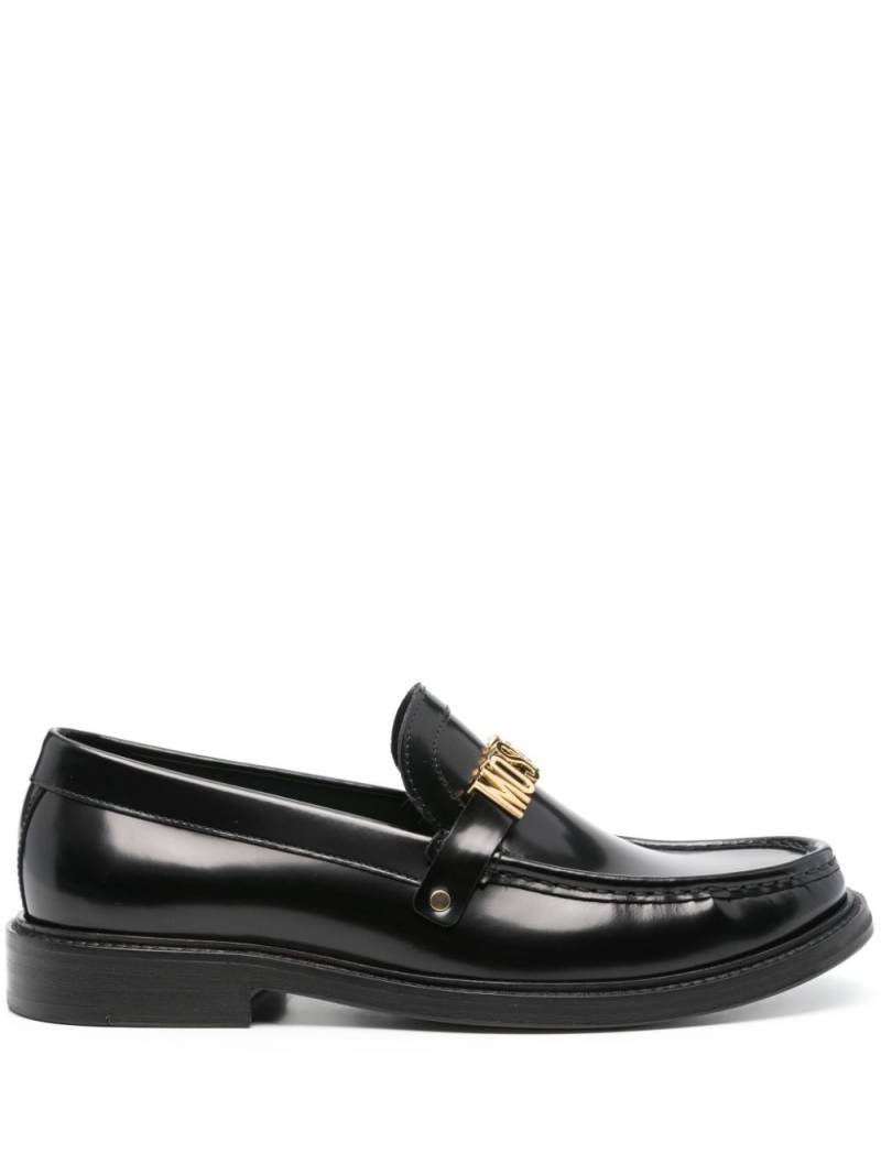 Moschino logo-plaque leather loafers - Black von Moschino