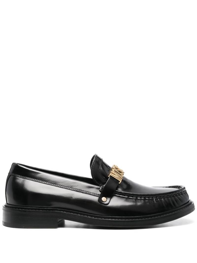 Moschino logo-plaque leather loafers - Black von Moschino