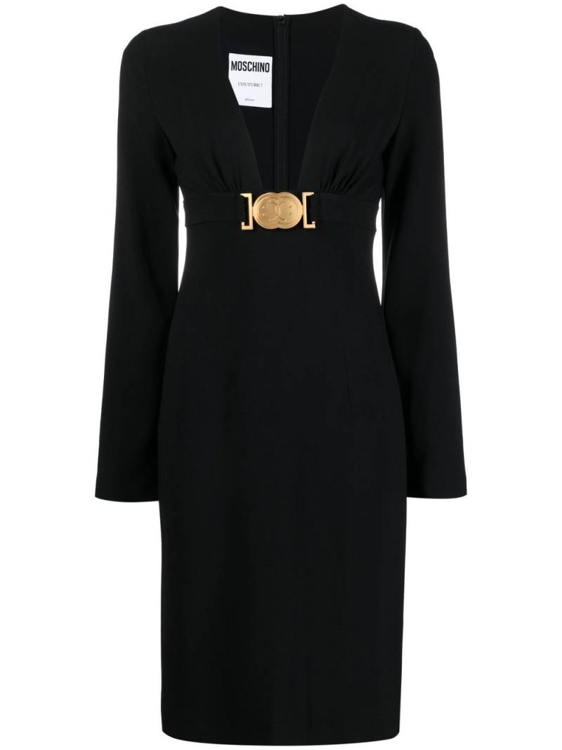 Moschino logo-plaque long-sleeved dress - Black von Moschino