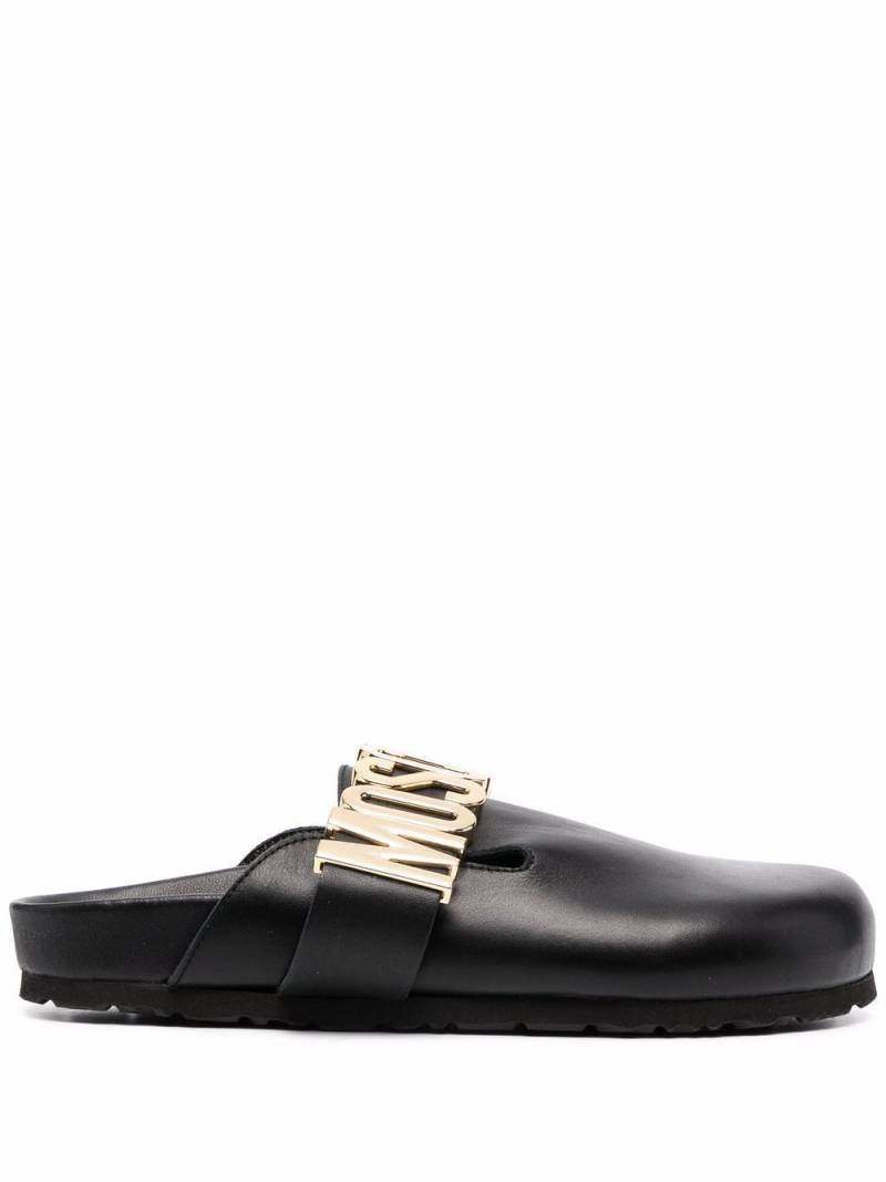 Moschino logo-plaque ridged mules - Black von Moschino