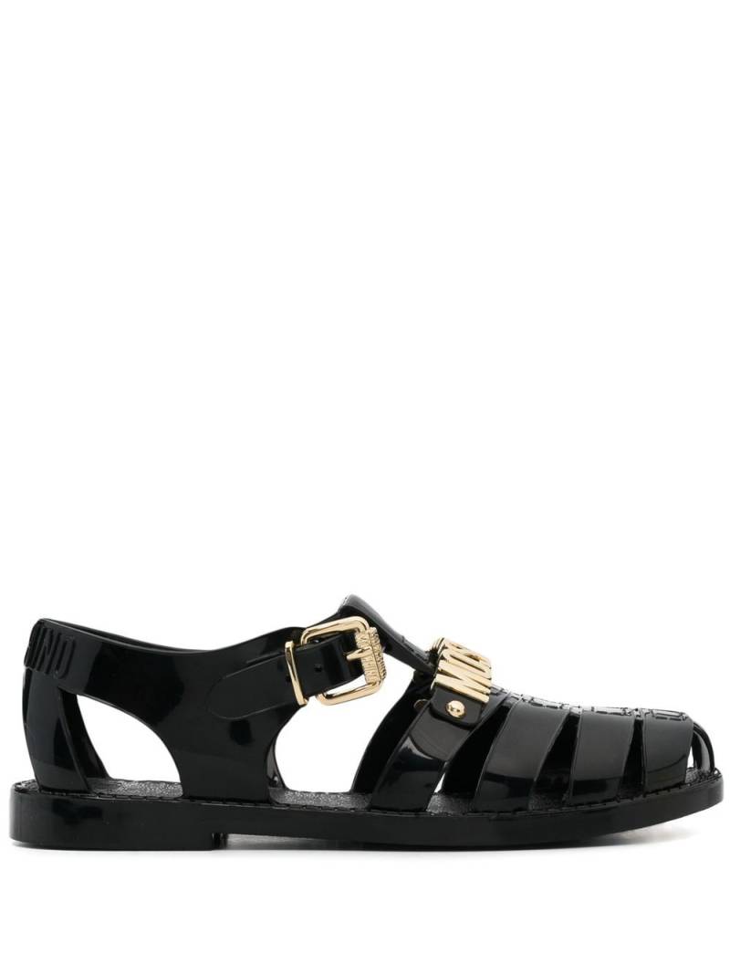 Moschino logo-plaque sandals - Black von Moschino