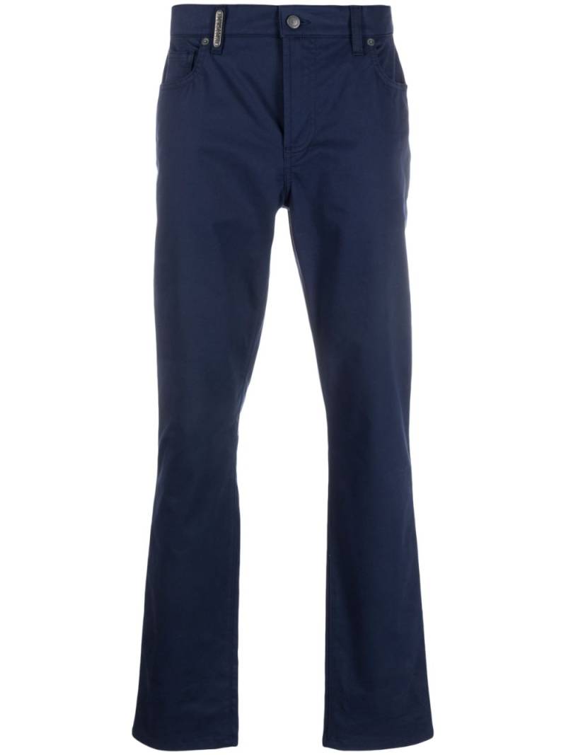 Moschino logo-plaque straight-leg trousers - Blue von Moschino