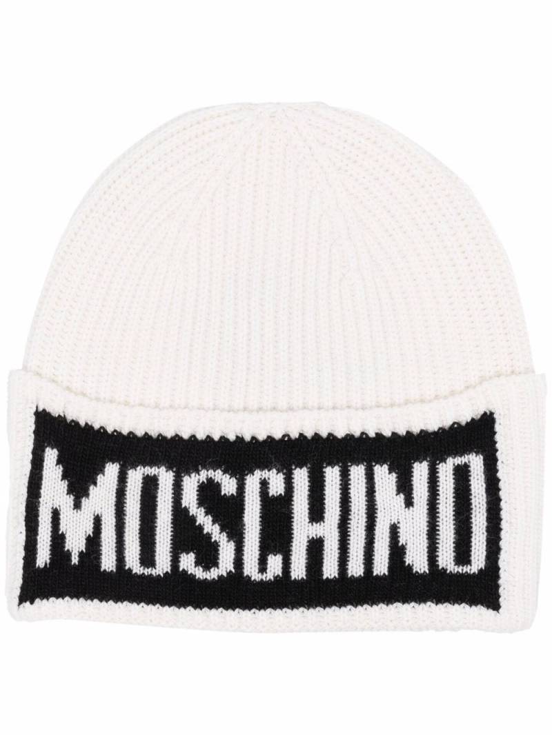 Moschino logo-print beanie - White von Moschino