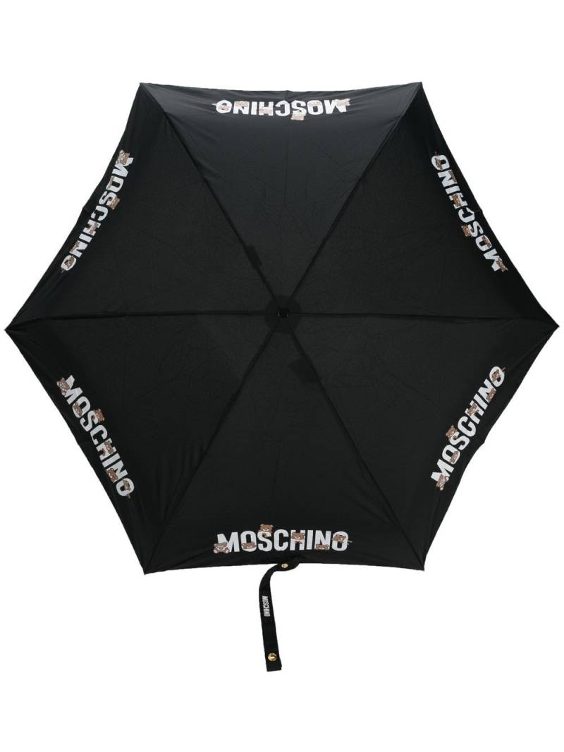 Moschino logo-print compact umbrella - Black von Moschino