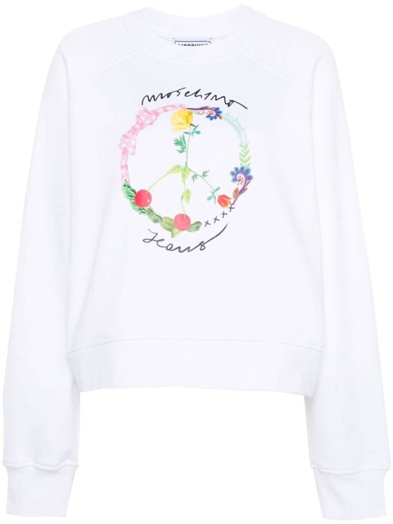 MOSCHINO JEANS logo-print cotton sweatshirt - White von MOSCHINO JEANS