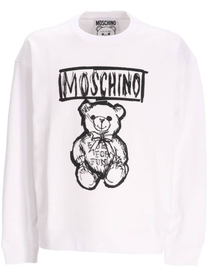 Moschino logo-print cotton sweatshirt - White von Moschino