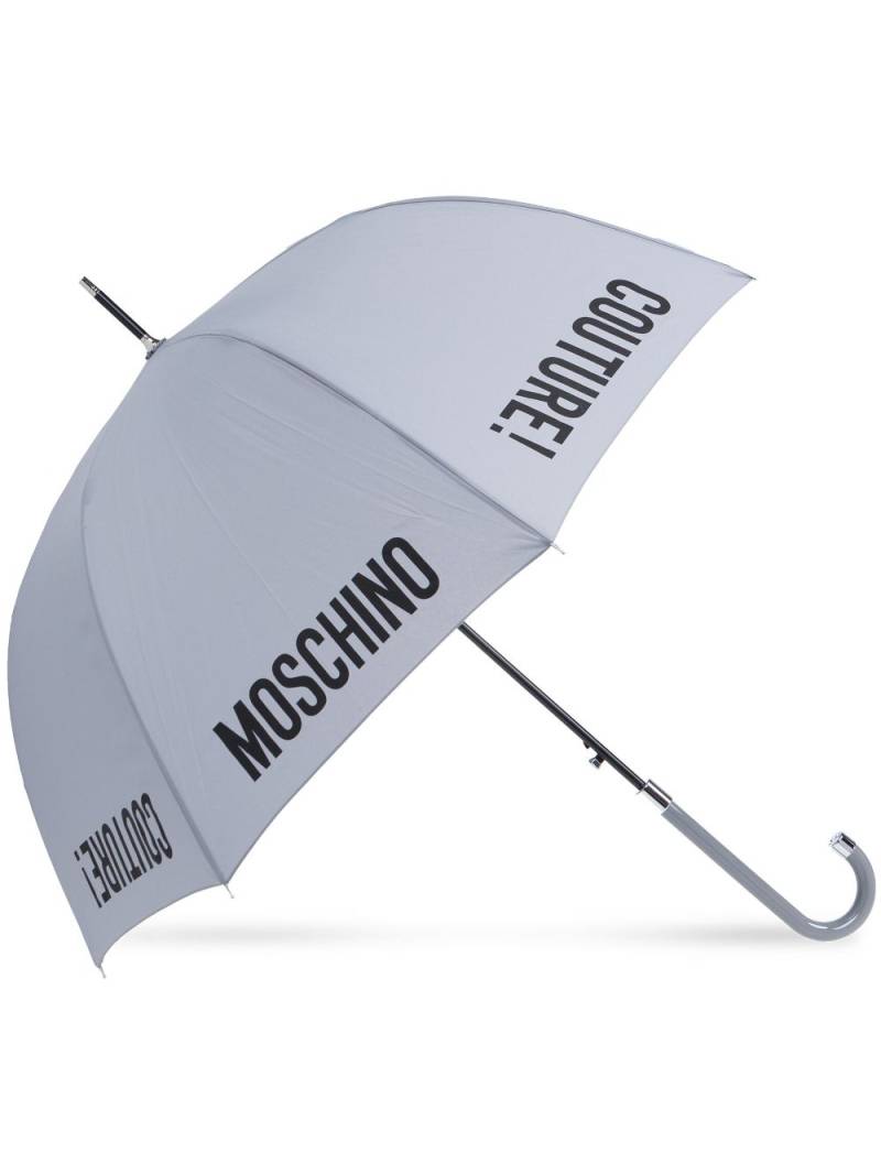 Moschino logo-print crook-handle umbrella - Grey von Moschino