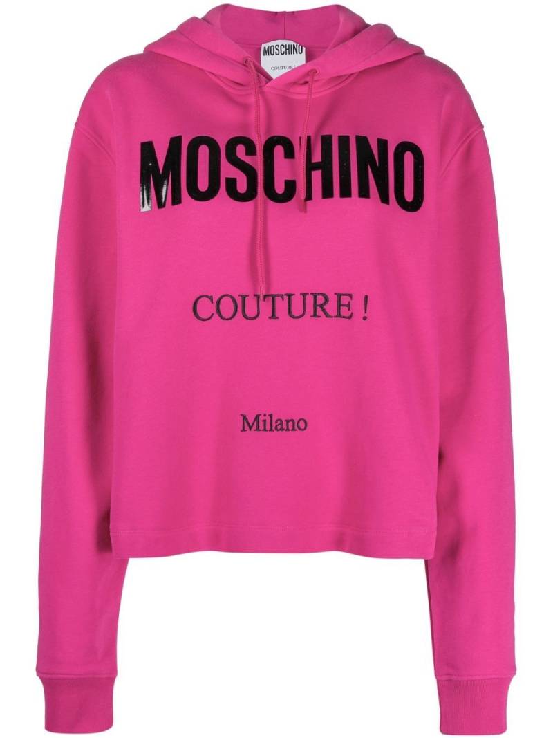 Moschino logo-print cropped hoodie - Pink von Moschino