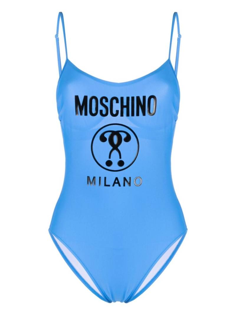 Moschino logo print high-cut swimsuit - Blue von Moschino