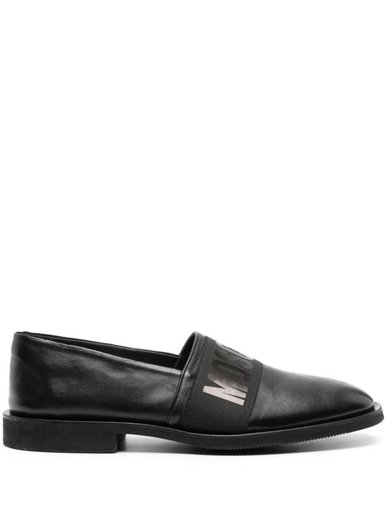 Moschino logo-print leather loafers - Black von Moschino