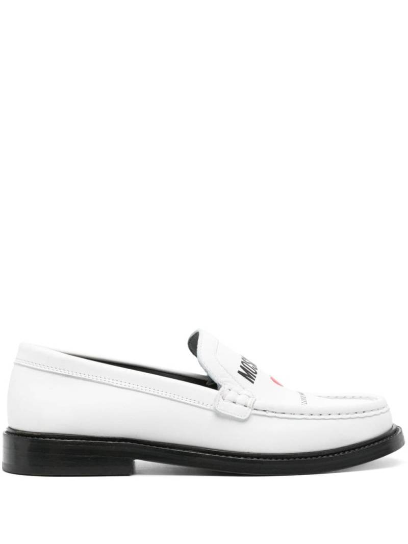 Moschino logo-print leather loafers - White von Moschino