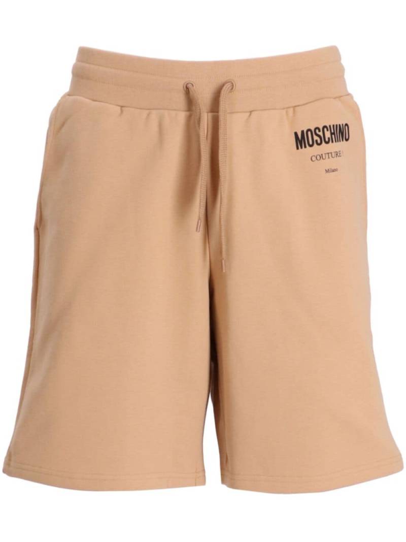 Moschino logo-print organic cotton track shorts - Neutrals von Moschino