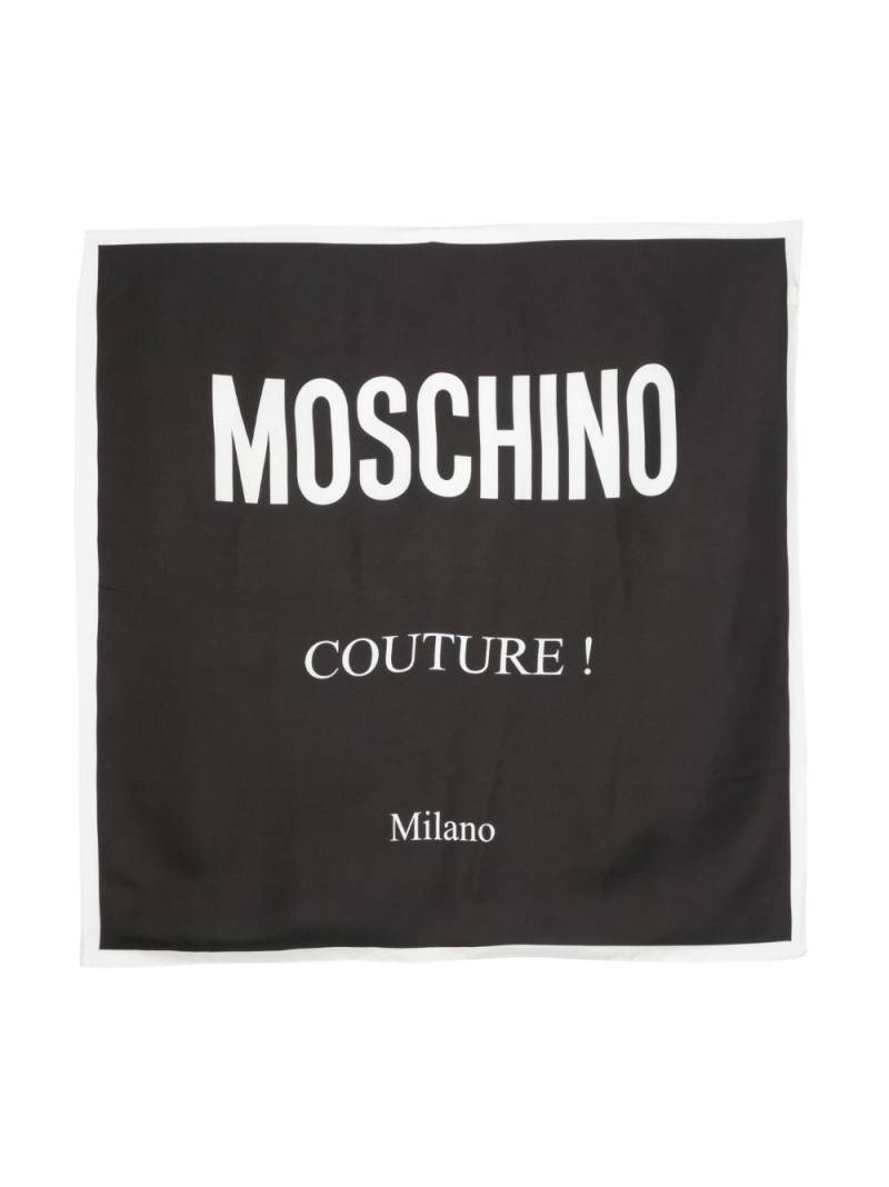 Moschino logo-print silk scarf - Black von Moschino