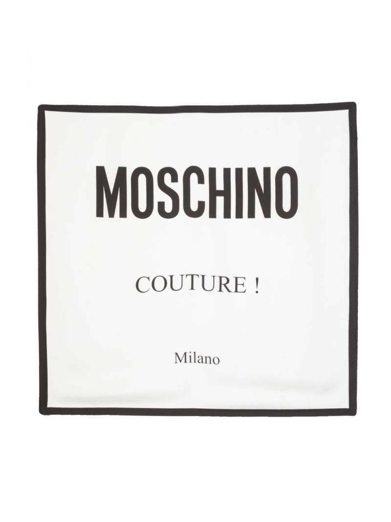 Moschino logo-print silk scarf - White von Moschino