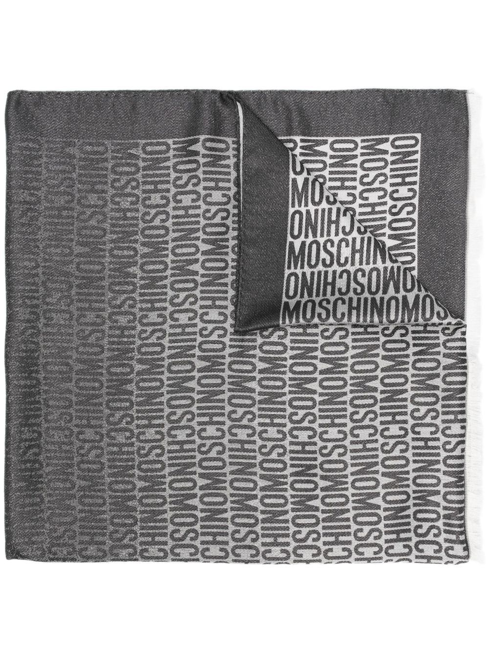 Moschino logo-print solid-border scarf - Grey von Moschino