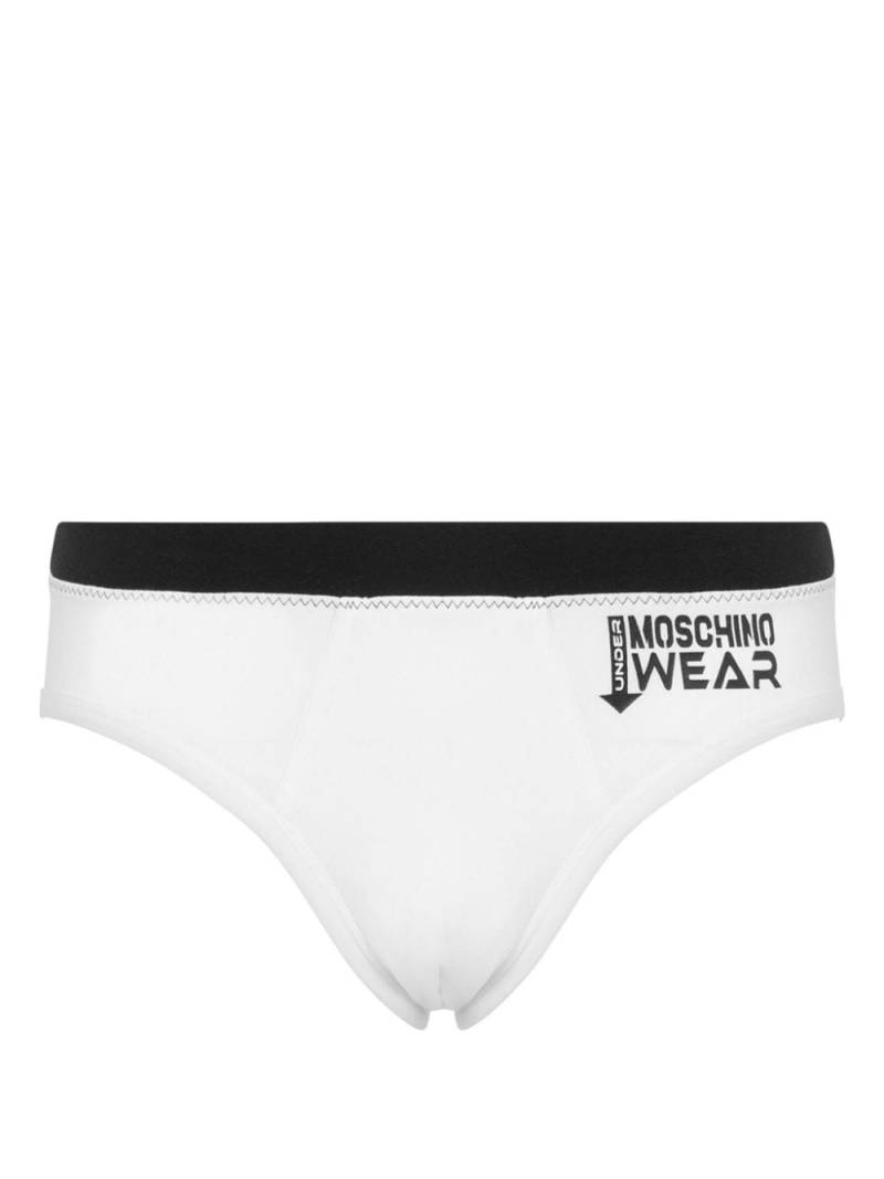 Moschino logo-print stretch-cotton briefs - White von Moschino