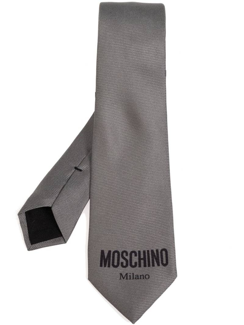 Moschino logo-print tie - Grey von Moschino