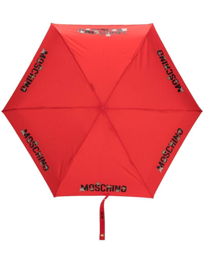 Moschino logo-print umbrella - Red von Moschino