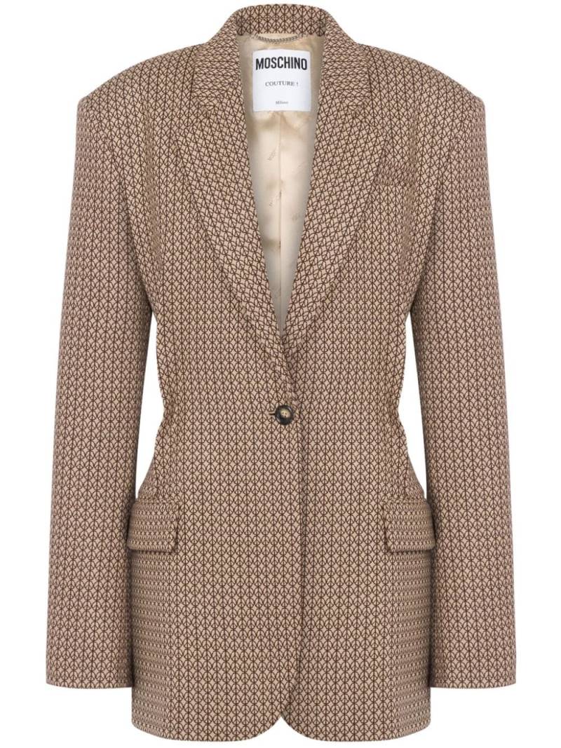 Moschino logo print virgin wool blazer - Neutrals von Moschino