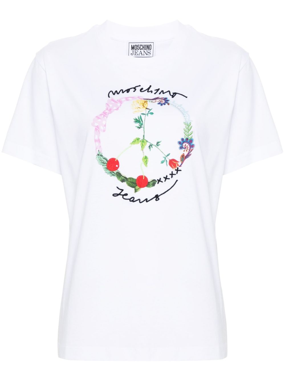 MOSCHINO JEANS logo-raised cotton T-shirt - White von MOSCHINO JEANS