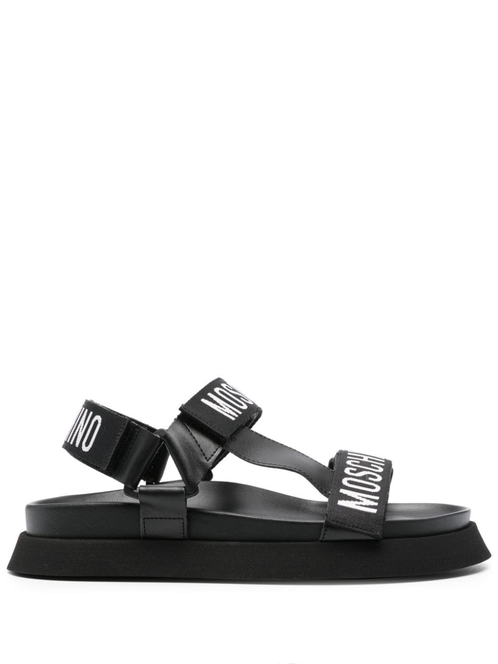 Moschino logo-tape flat sandals - Black von Moschino