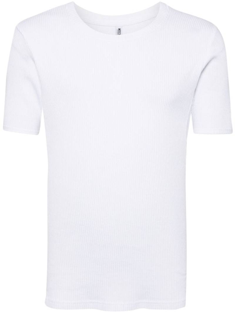 Moschino logo-tape ribbed T-shirt - White von Moschino