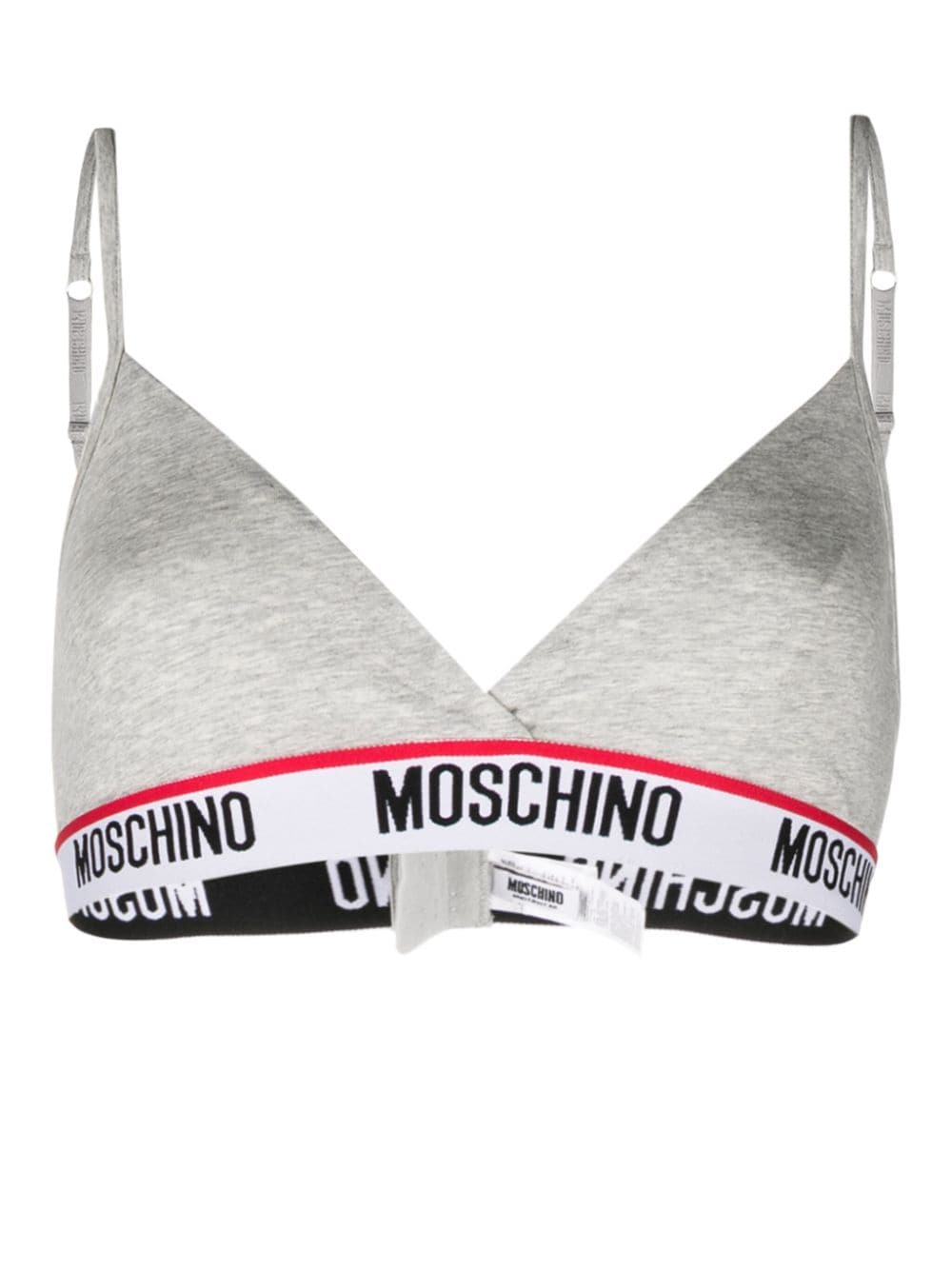 Moschino logo-tape triangle bra - Grey von Moschino