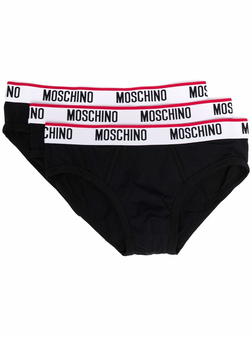 Moschino logo-waistband three-pack briefs - Black von Moschino