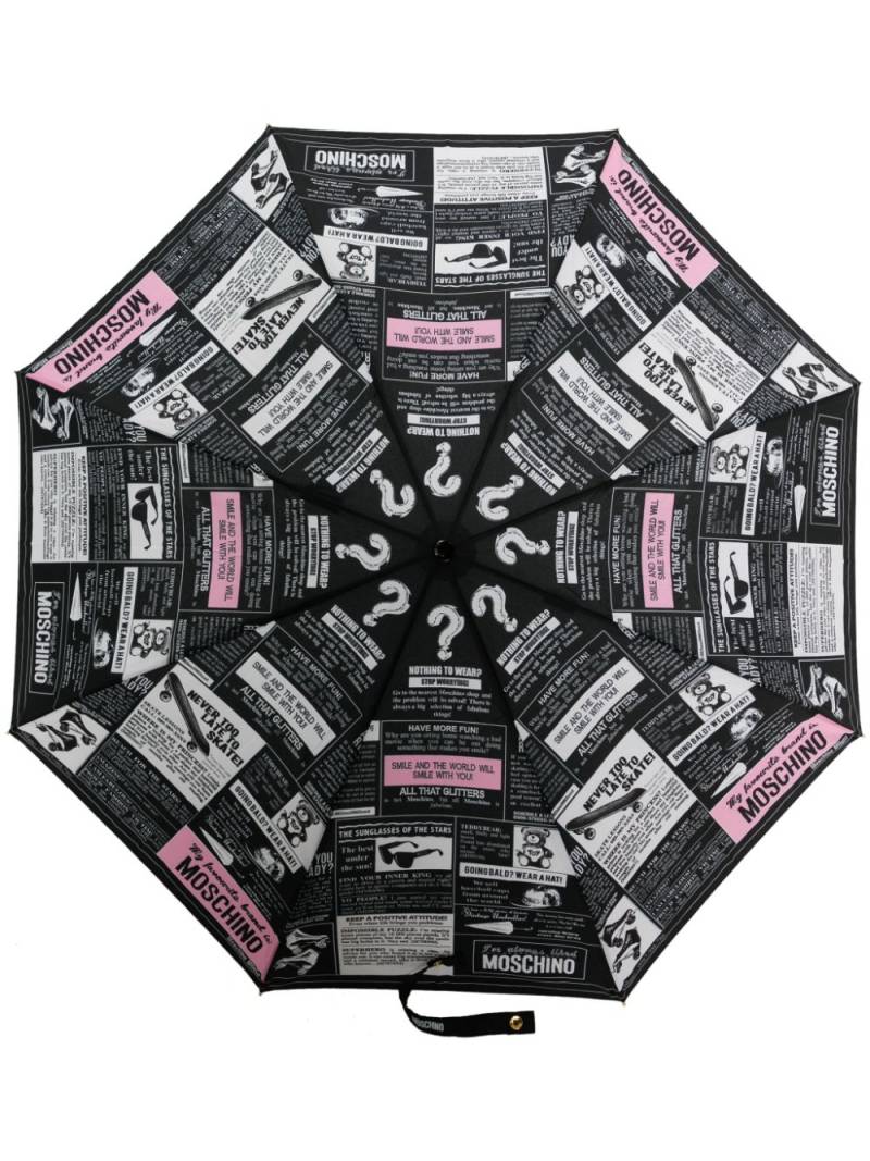 Moschino magazine-print foldable umbrellla - Black von Moschino