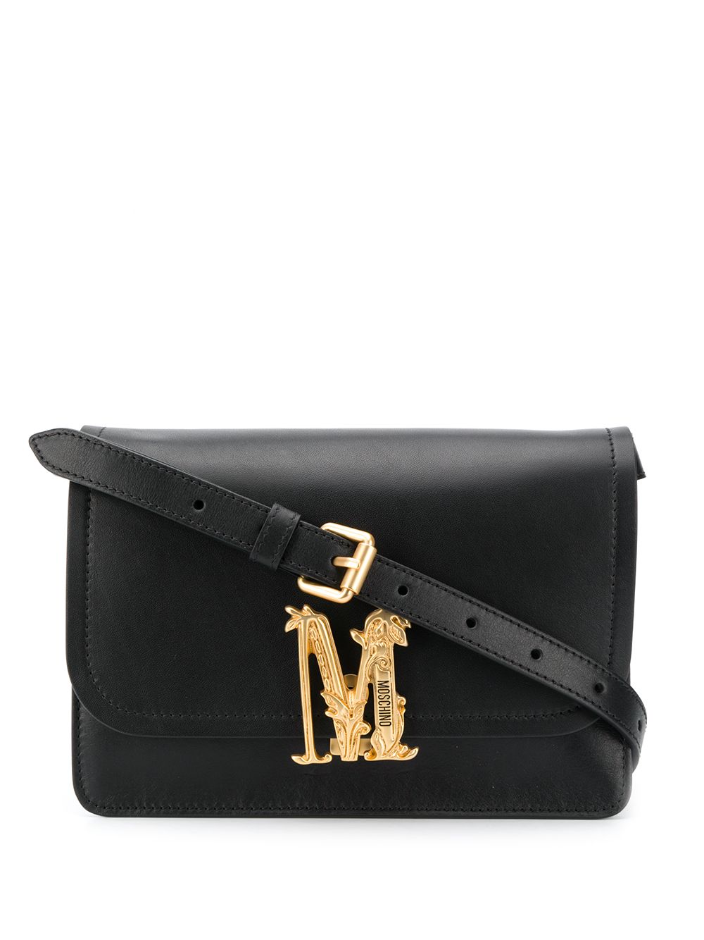 Moschino monogram plaque shoulder bag - Black von Moschino