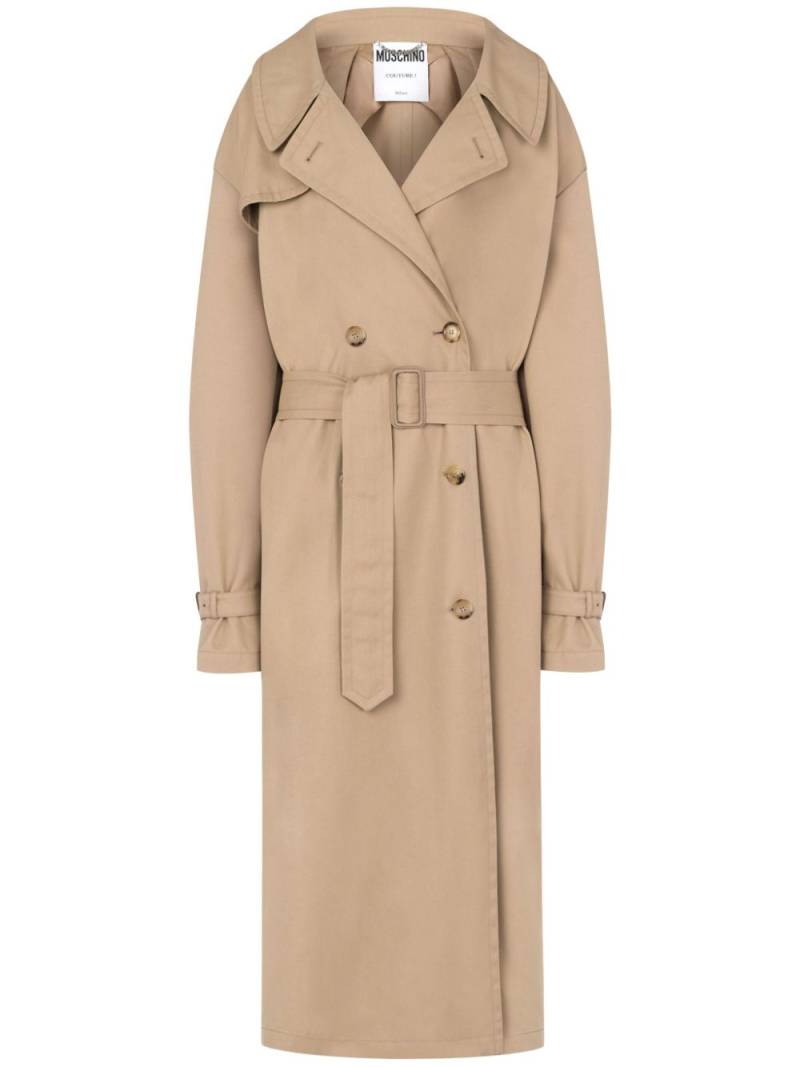 Moschino notched-lapel trench coat - Neutrals von Moschino