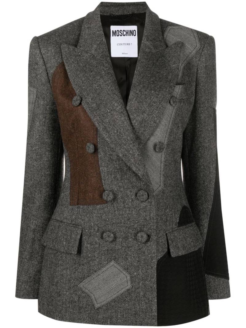 Moschino patchwork double-breasted blazer - Grey von Moschino