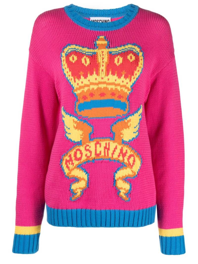 Moschino patterned-intarsia knit logo jumper - Pink von Moschino