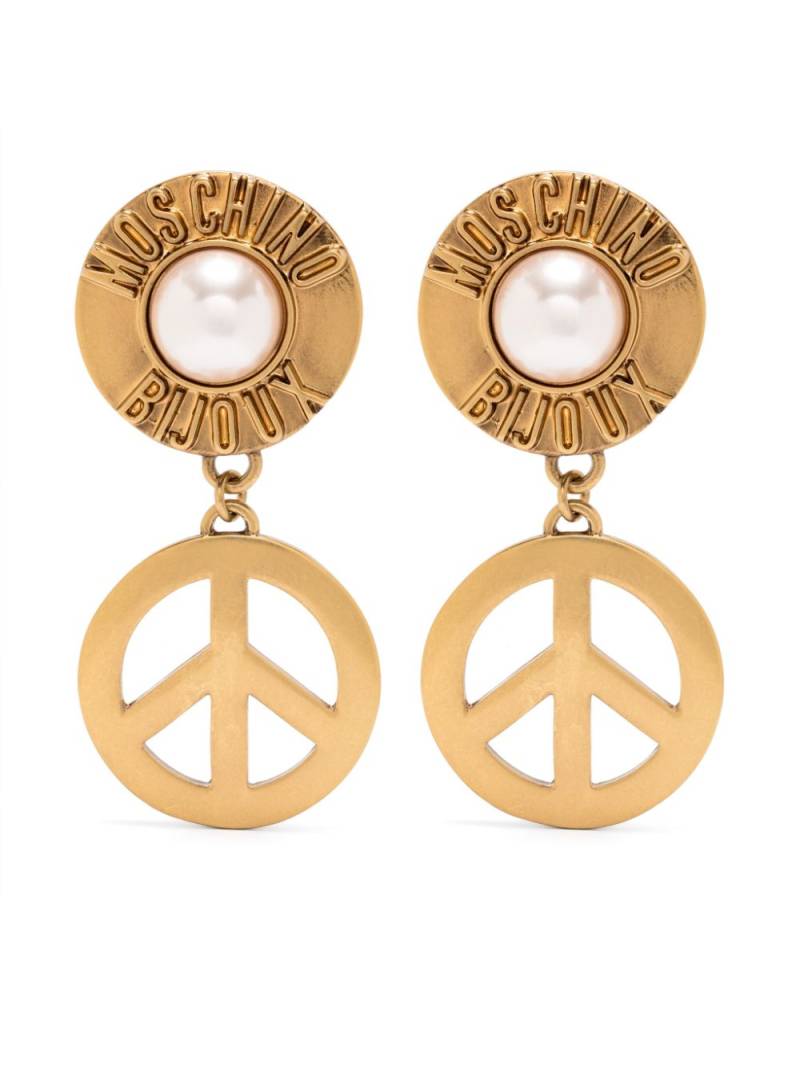 Moschino peace-sign drop earring - Gold von Moschino