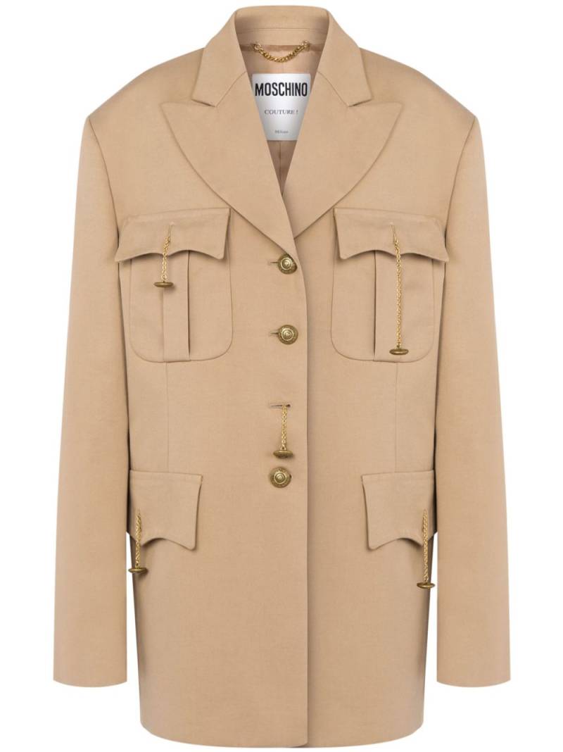 Moschino peak-lapel cotton-blend coat - Neutrals von Moschino