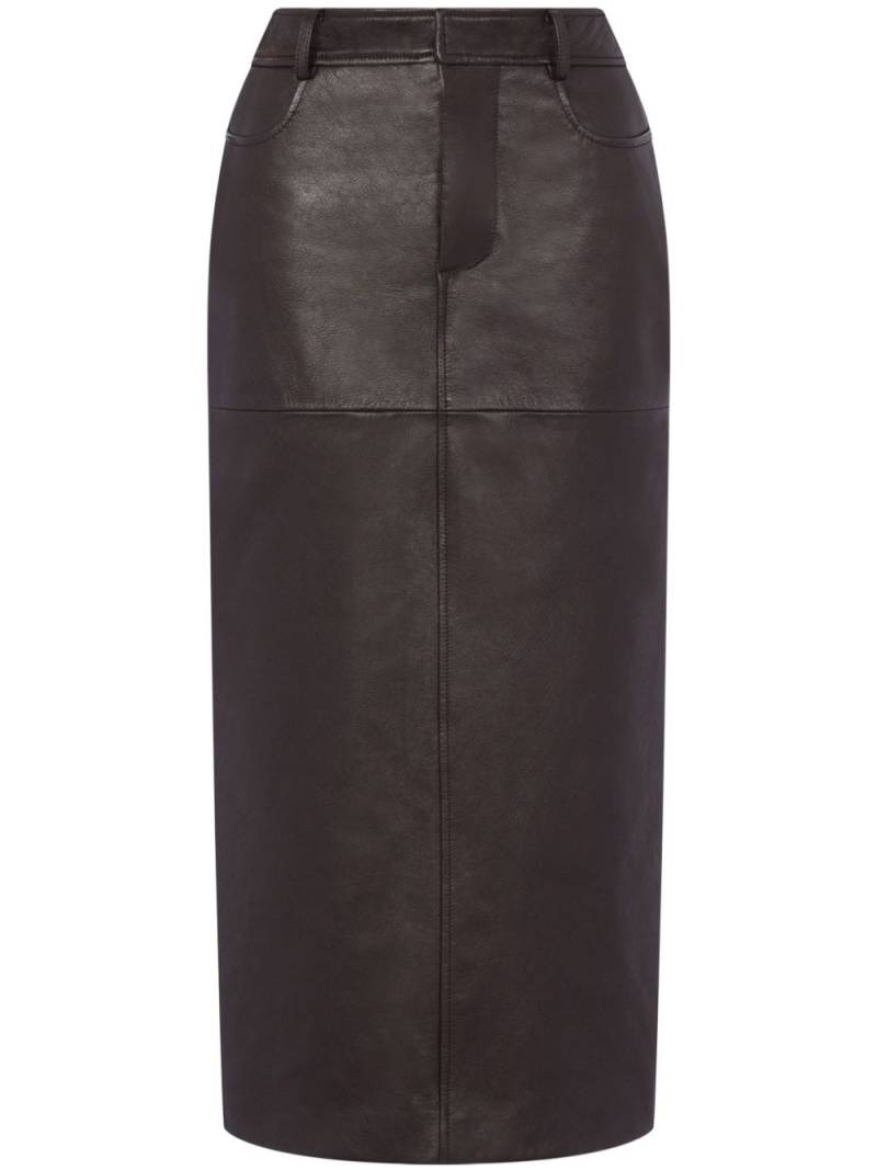 Moschino pencil leather midi skirt - Brown von Moschino