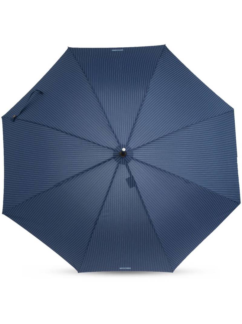 Moschino pinstripe crook handle umbrella - Blue von Moschino