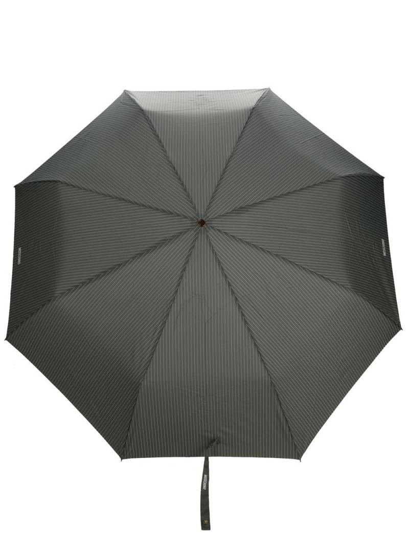 Moschino pinstriped logo-print compact umbrella - Grey von Moschino