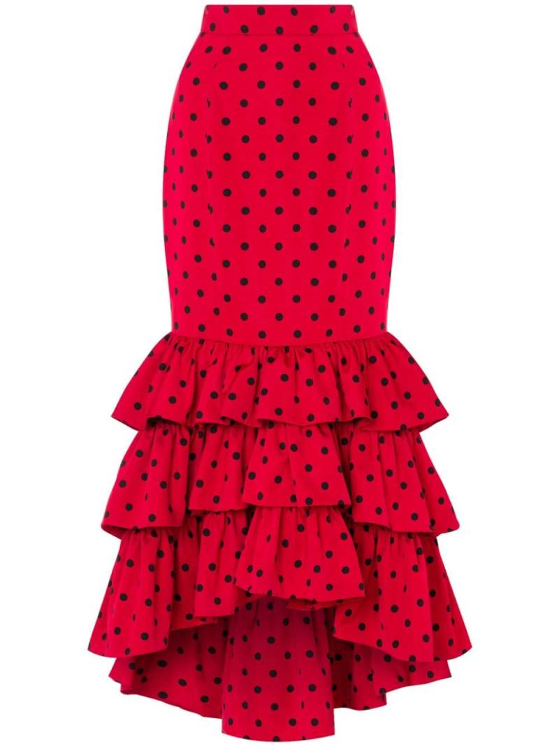 Moschino polka-dot ruffled skirt - Red von Moschino