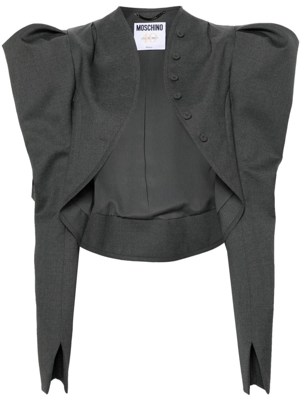 Moschino puff-sleeves virgin wool jacket - Grey von Moschino